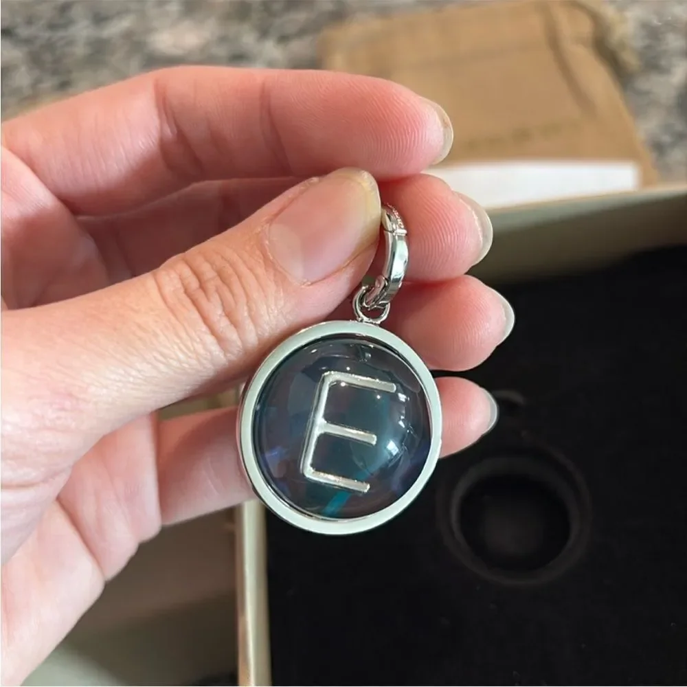 Burberry Silver Pendant Charm letter E NWT